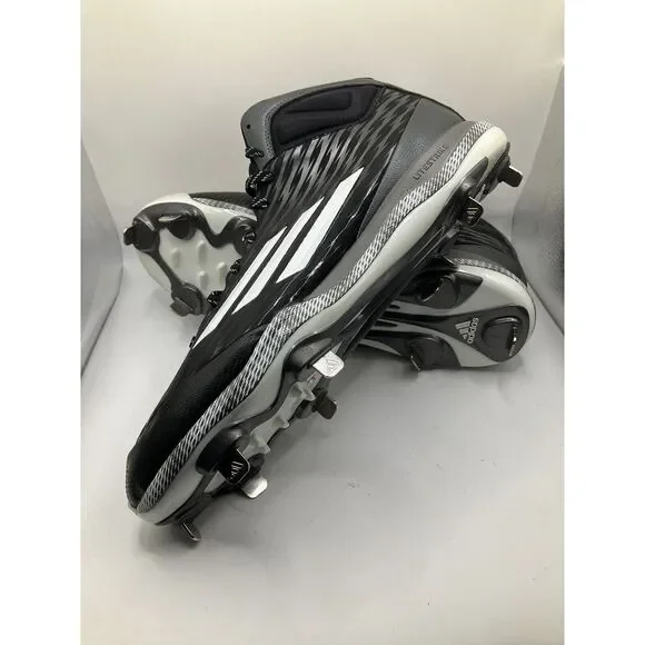 New Adidas Men's Black Baseball Cleats- PowerAlley 3 Iron Skin US/SZ 13 -F16 - Picture 5 of 9